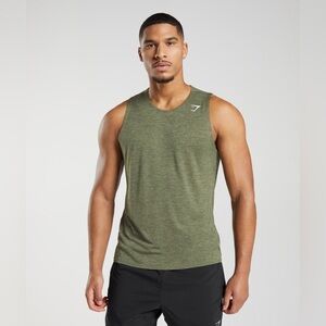 Gymshark Arrival Slim Marl Tank Men’s Medium‎ Olive Green Sleeveless